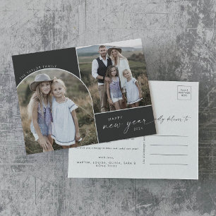 Moderner Bogen   Graue 3 Fotos Neujahrsnachrichten Feiertagspostkarte