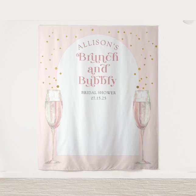 Moderner Bogen-Rosa-Brunch und Bräunungskulisse Wandteppich (Vorderseite)