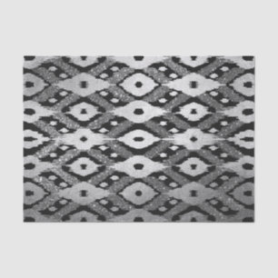 Moderner Bohemischer Silberschwarzer Glitzer Ikat- Seidenpapier