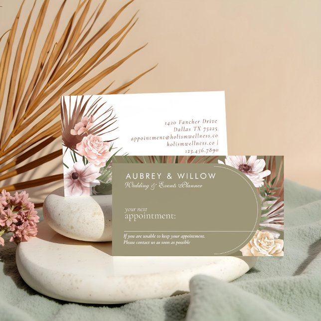 Moderner, Bohemischer Watercolor Florals Foto Arc Terminkarte (Modern Chic Bohemian Watercolor Florals Photo Arch Appointment Card)