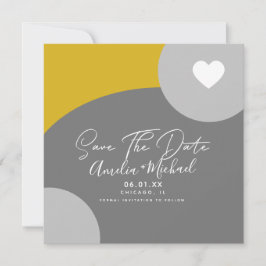 Moderner Boho Arch Bio Graugelb Save the Date Karte