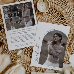 Moderner Boho Arch Graduate Foto Abschluss Ankündigung