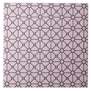 Moderner Boho Black and Pink Pattern Rhombus Fliese
