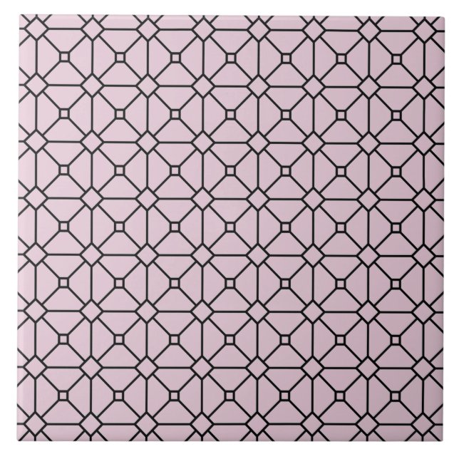 Moderner Boho Black and Pink Pattern Rhombus Fliese (Vorderseite)