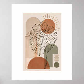 Moderner Boho-Botanik-Monstera-Blattposter Poster