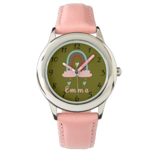 Moderner Boho Rainbow mit Personalisiertem Namen Armbanduhr