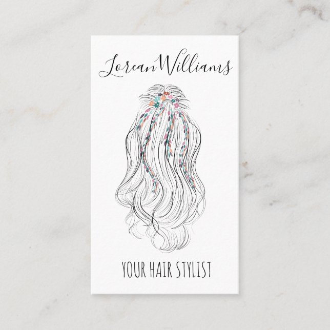 Moderner Boho Wildblume Bridal Hair Stylist QR Visitenkarte (Vorderseite)