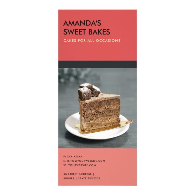 MODERNER BOLD BRIGHT PINK RED BAKERY PRIVICE WERBEKARTE (Hinten)