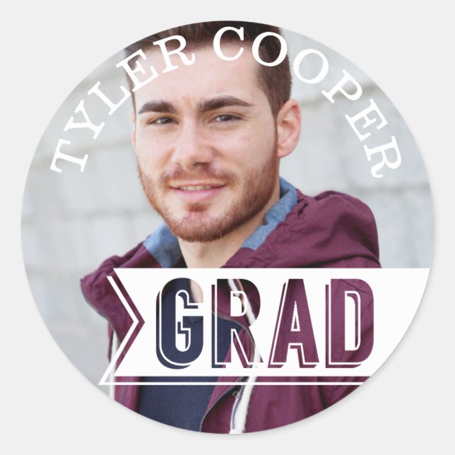 Moderner BOLD Circle Abschluss Class Umschlag Aufk Runder Aufkleber (Vorderseite)