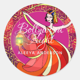 Moderner Bollywood Party Dancer Funkelnd Personali Runder Aufkleber