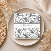 Moderner botanischer Blush Black Script Name Squar
