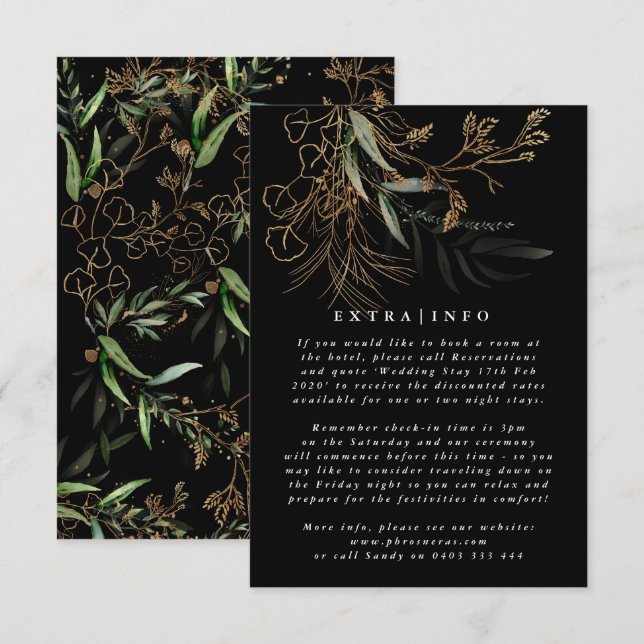 MODERNER Botanischer Eukalyptus ONYX Details INFO Begleitkarte (Vorne/Hinten)