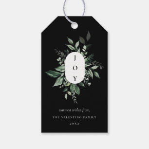 Moderner botanischer Joy Black Holiday Geschenkanhänger