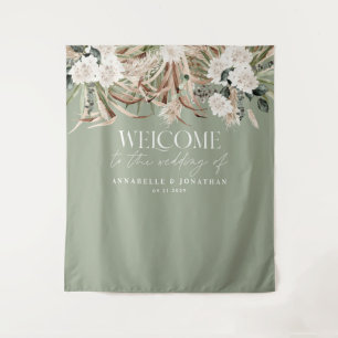 Moderner botanischer Pampas-Eukalyptus-Hochzeitspa Wandteppich