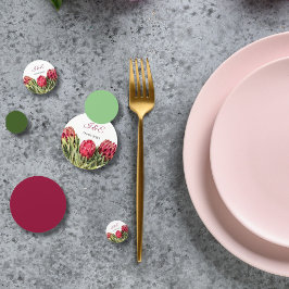 Moderner Botanischer Pink Protea Blumengast Konfetti