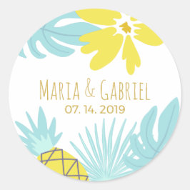Moderner botanischer Sommerchic Runder Aufkleber