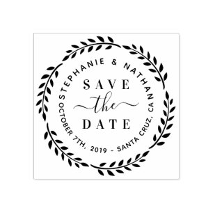 Moderner botanischer Wreath u. Skript Save the Gummistempel