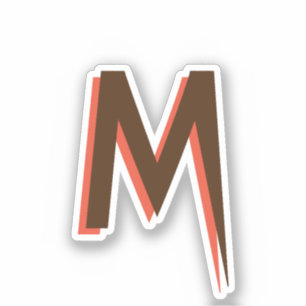 Moderner brauner 3D-Text - Anfangsbuchstabe   Lach Aufkleber