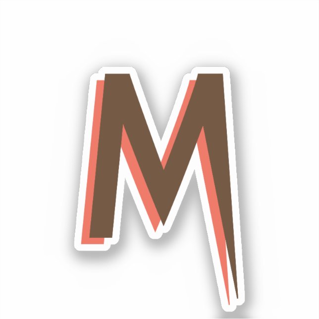 Moderner brauner 3D-Text - Anfangsbuchstabe | Lach Aufkleber (Vorderseite)