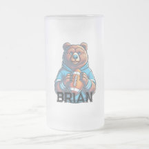 Moderner brauner Bär personalisierter Fußballbeche