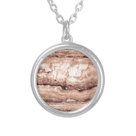 Moderner brauner beige Sepa verbrannter orangerer  Versilberte Kette