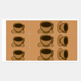 Moderner brauner, gemütlicher Kaffee-Cup im Mittel Etiketten