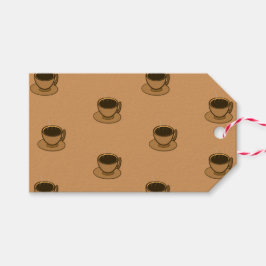 Moderner brauner, gemütlicher Kaffee-Cup im Mittel Geschenkanhänger