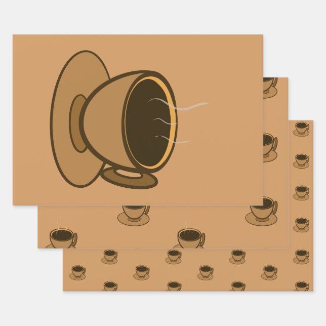 Moderner brauner, gemütlicher Kaffee-Cup im Mittel Geschenkpapier Set (Set)