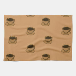 Moderner brauner, gemütlicher Kaffee-Cup im Mittel Geschirrtuch