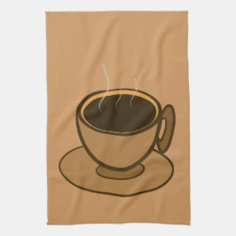 Moderner brauner, gemütlicher Kaffee-Cup im Mittel Geschirrtuch
