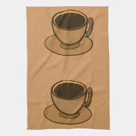 Moderner brauner, gemütlicher Kaffee-Cup im Mittel Geschirrtuch