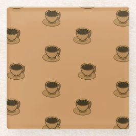 Moderner brauner, gemütlicher Kaffee-Cup im Mittel Glasuntersetzer