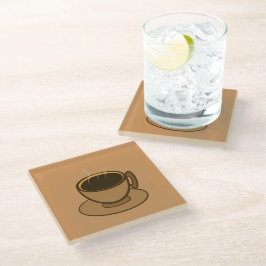 Moderner brauner, gemütlicher Kaffee-Cup im Mittel Glasuntersetzer