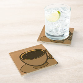 Moderner brauner, gemütlicher Kaffee-Cup im Mittel Glasuntersetzer