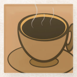 Moderner brauner, gemütlicher Kaffee-Cup im Mittel Glasuntersetzer