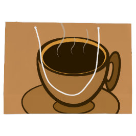 Moderner brauner, gemütlicher Kaffee-Cup im Mittel Große Geschenktüte