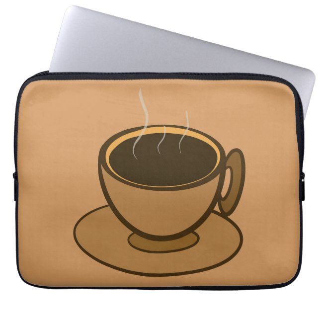 Moderner brauner, gemütlicher Kaffee-Cup im Mittel Laptopschutzhülle (Vorderseite)