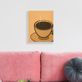 Moderner brauner, gemütlicher Kaffee-Cup im Mittel Leinwanddruck