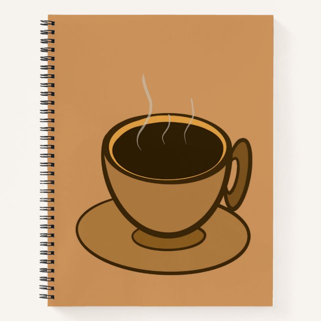 Moderner brauner, gemütlicher Kaffee-Cup im Mittel Notizbuch (Vorderseite)