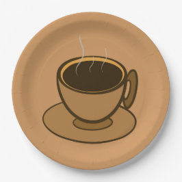 Moderner brauner, gemütlicher Kaffee-Cup im Mittel Pappteller