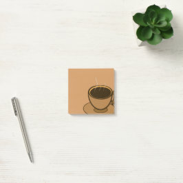 Moderner brauner, gemütlicher Kaffee-Cup im Mittel Post-it Klebezettel