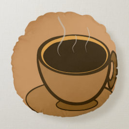 Moderner brauner, gemütlicher Kaffee-Cup im Mittel Rundes Kissen