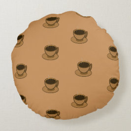 Moderner brauner, gemütlicher Kaffee-Cup im Mittel Rundes Kissen