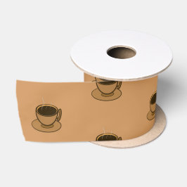 Moderner brauner, gemütlicher Kaffee-Cup im Mittel Satinband
