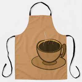 Moderner brauner, gemütlicher Kaffee-Cup im Mittel Schürze