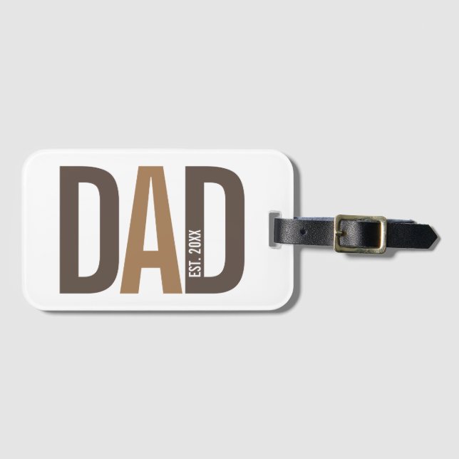 Moderner brauner Personalisierter Vater etabliert Gepäckanhänger (Vorderseite (Horizontal))