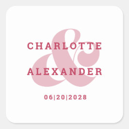 Moderner Brautgarten Ampersand Magenta Rot Quadratischer Aufkleber