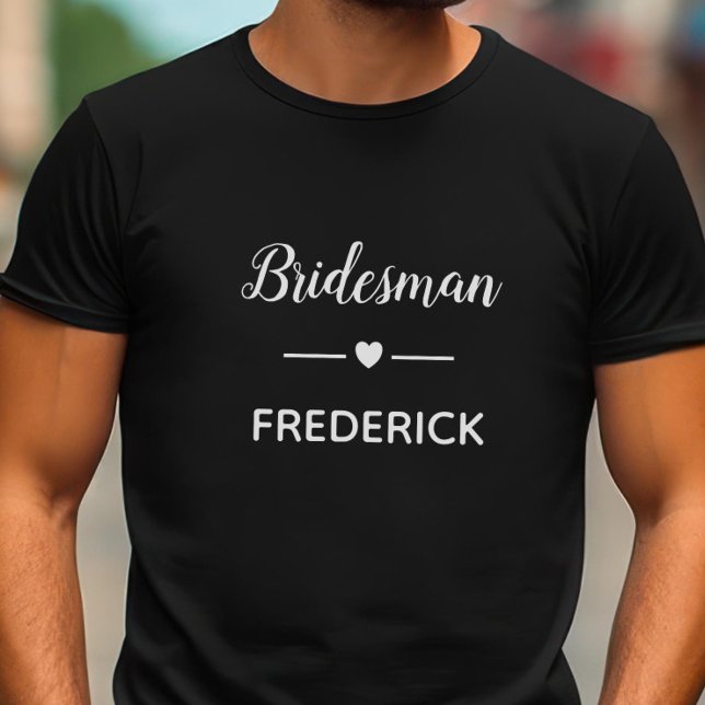 Moderner Bridesman mit dem Namen in White Wedding T-Shirt (Von Creator hochgeladen)