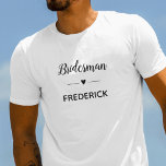 Moderner Bridesman mit Name Monogram Wedding T-Shirt<br><div class="desc">Ihr Brautmeister wird sich beim Tragen dieses personalisierten T - Shirt amüsieren,  wenn er bei der Hochzeitsplanung hilft! Zeig ihm,  wie viel er dir mit diesem besonderen Geschenk meint!</div>