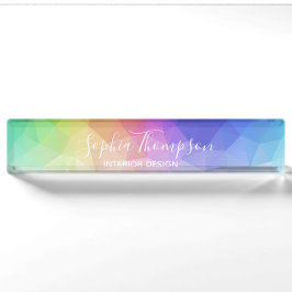 Moderner bunter Regenbogen polygonal - Namensplakette